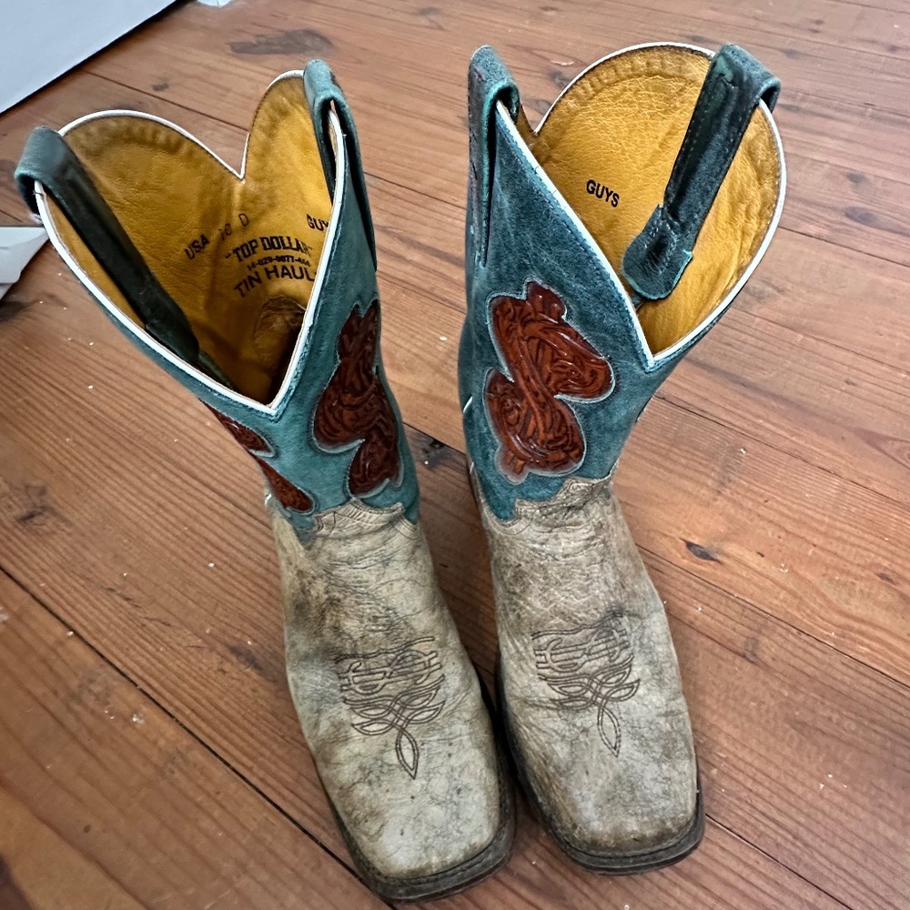 Tin Haul "Top Dollar" Guys Cowboy Boot Size 10